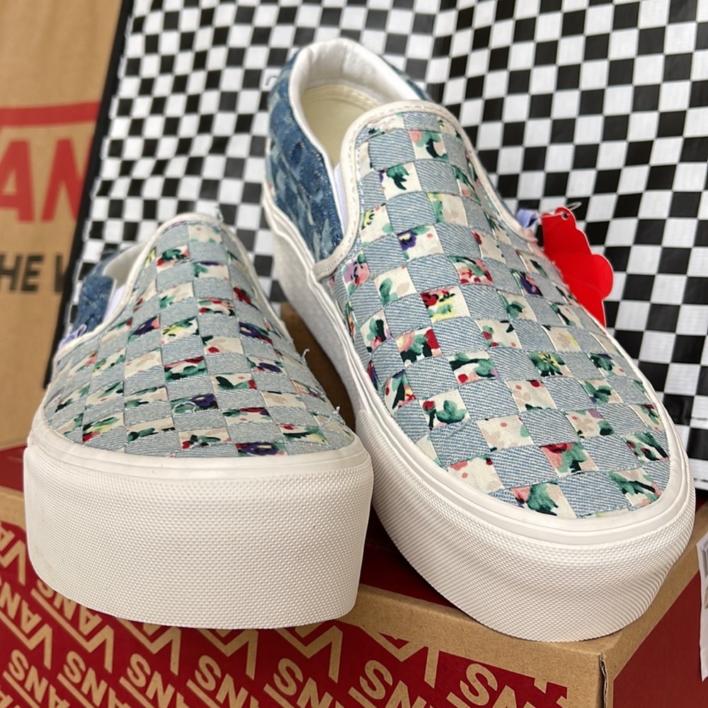 Vans Classic Slip On Platforms WMNS Woven Denim/Floral - Picture 8 of 16